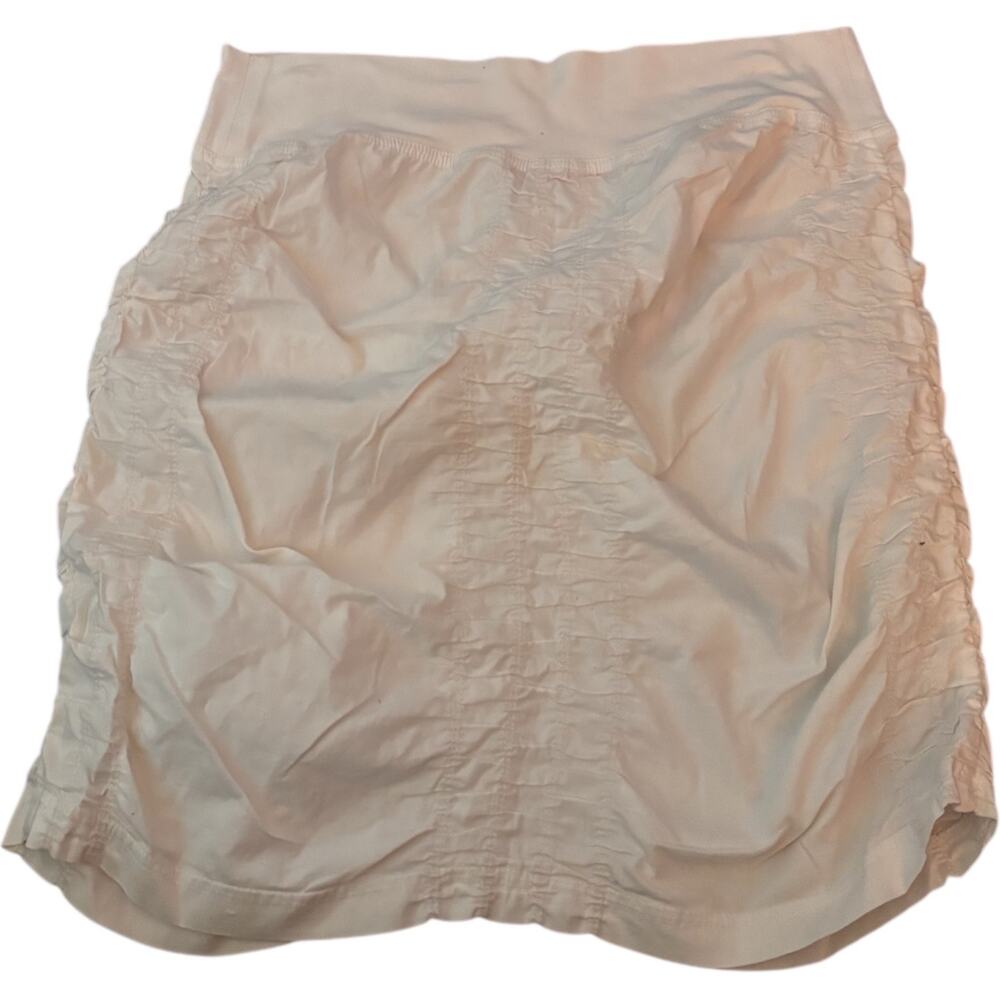Wearables Medium Trace Cotton Stretch Ruched Pull On Skirt Wide Waistband White